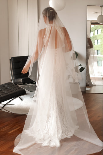English Tulle Drop Wedding Veil - Velo Bianco